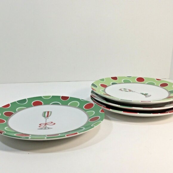 Party Appetizer Plate Set Holiday Christmas Cocktail Glass Snack Dish 7 in Lot 4 - Picture 7 of 10